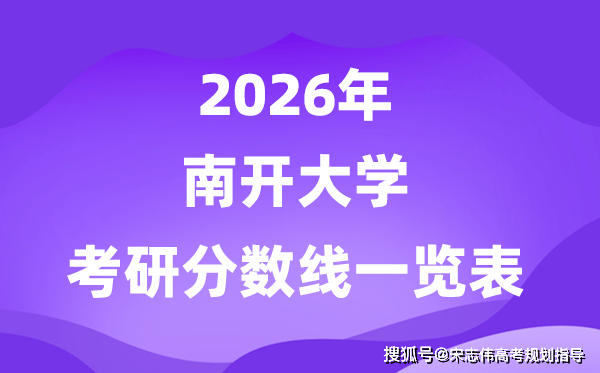 南開大學2026考研分數線一覽表（含2025年複試線）