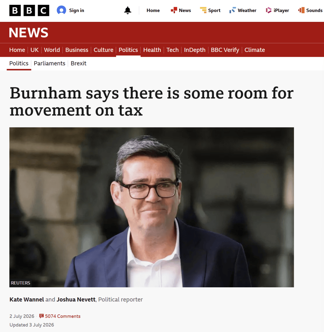 英國激進房產稅改革獲重大支援！美國不看好米利班德任財相！比亞迪上半年在英銷售超1.5萬輛...